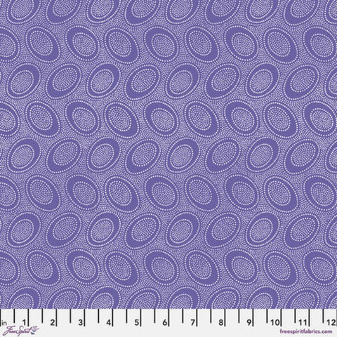 Tiny white dots arranged in ovals, on a sweet soft purple background, reminiscent of Australian aboriginal art. 