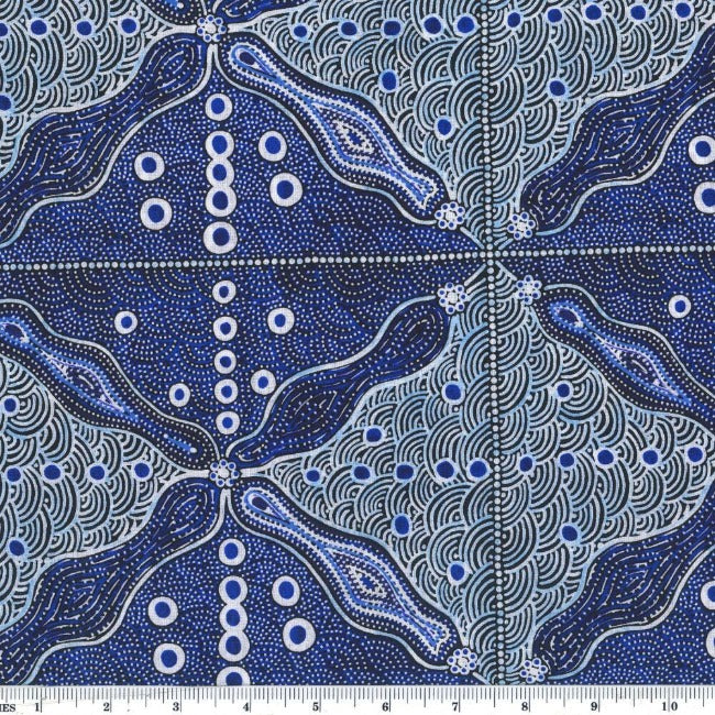 Special Buy - Bush Sweet Potato blue by Aboriginal Artist Audrey Napanangka Martin