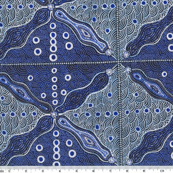 Bush Sweet Potato blue by Aboriginal Artist Audrey Napanangka Martin
