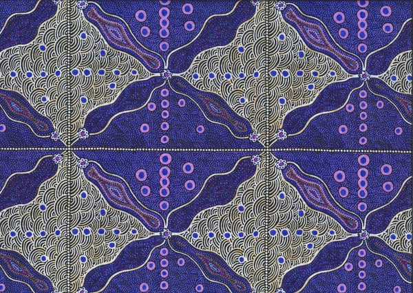 Bush Sweet Potato purple Australian fabric designed by Audrey Napanangka Martin is an attractive stylized purple, white and black design that will enrich you fabric palette.