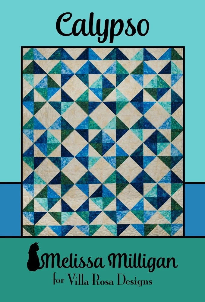 Calypso Quilt Pattern is a sparkling design using light and dark Fat Quarters to sew lots of half square triangles.