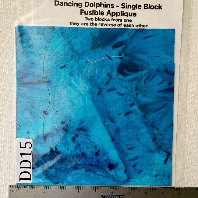 Dancing Dolphins Fusible Applique block made from Gabriele's hand dyed cotton-DD15