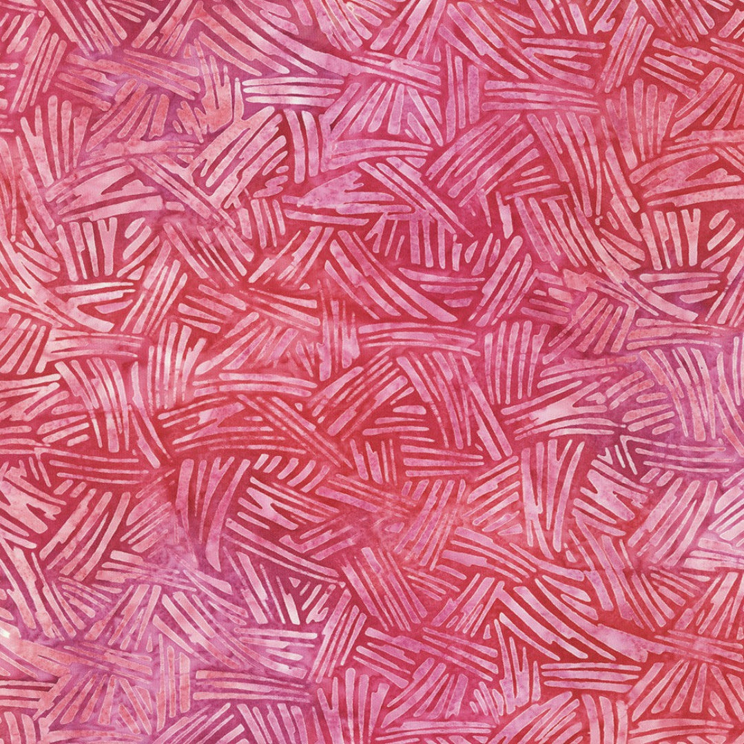 Bundled flower stems in medium pink are interwoven on a darker mottled pink and rose background