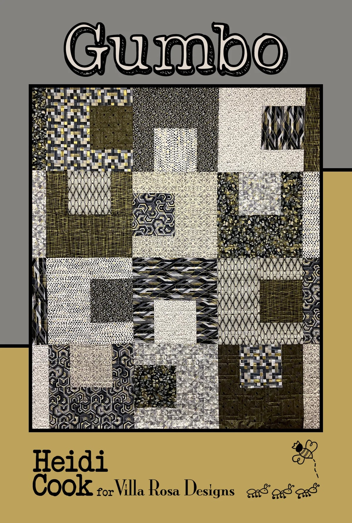 Gumbo Quilt Pattern is a modern design, using Fat Quarters in contrasting colors to make large 16.5" blocks.