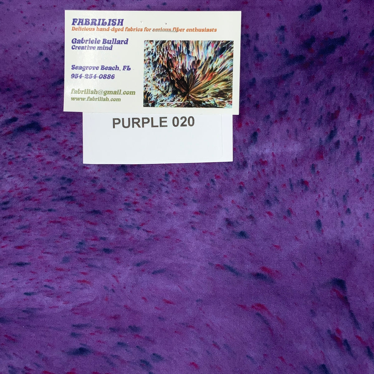 Hand Dyed 100 % cotton fabric purple 020
