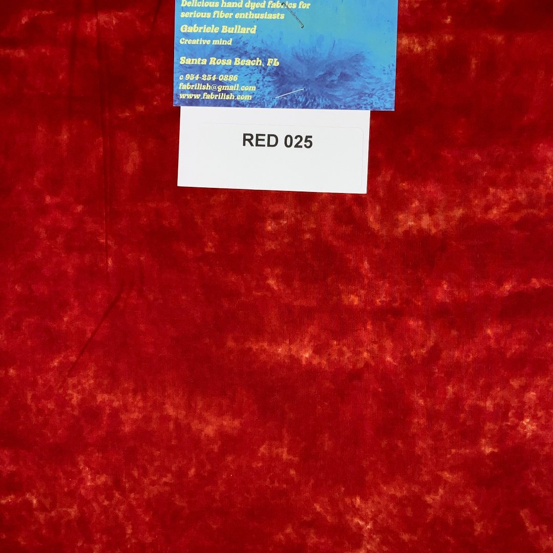 Hand Dyed 100 % cotton fabric red 025