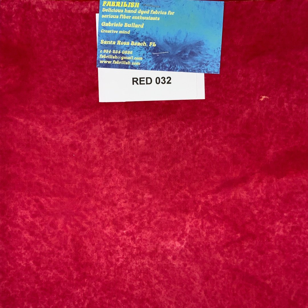 Hand Dyed 100 % cotton fabric red 032