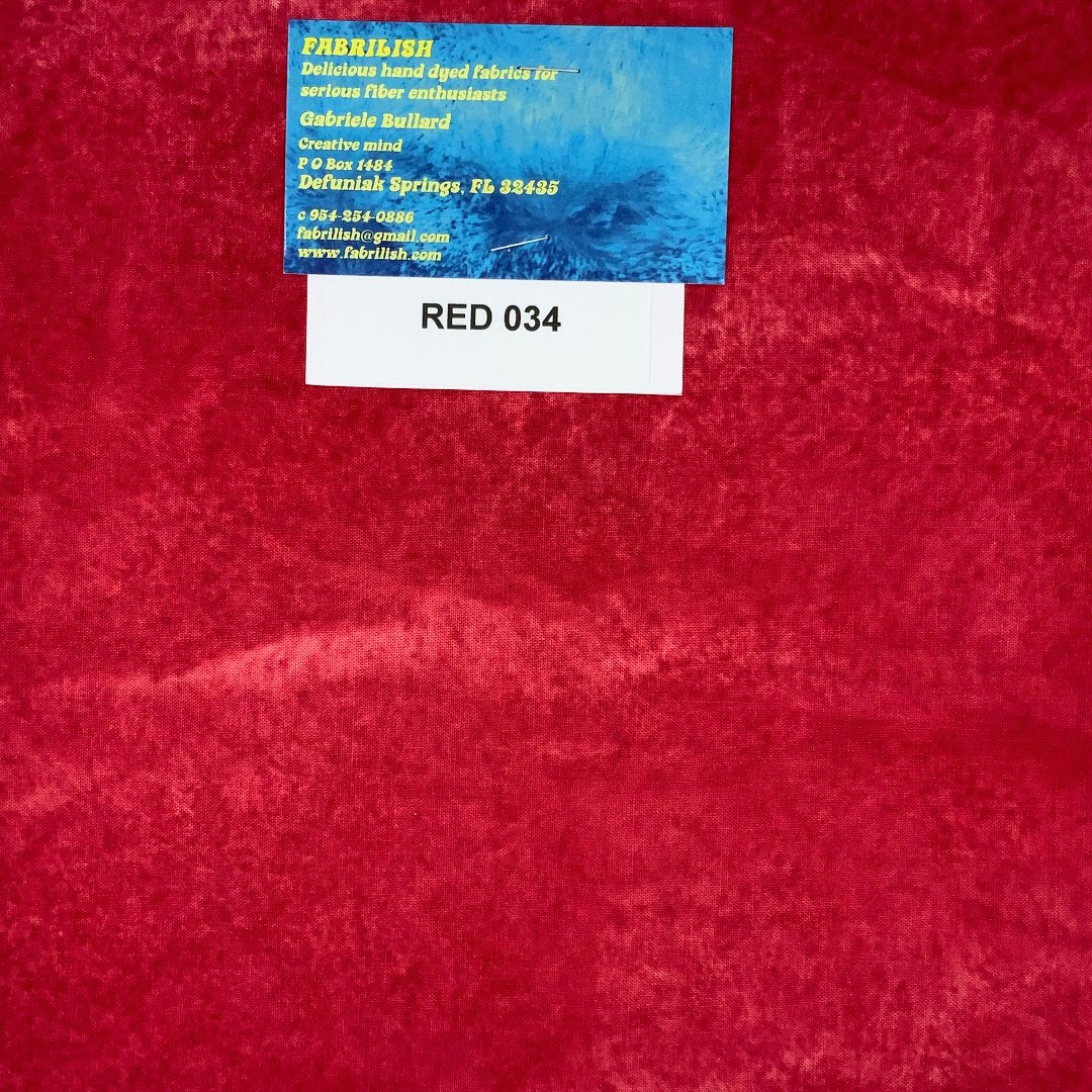 Hand Dyed 100 % cotton fabric red 034