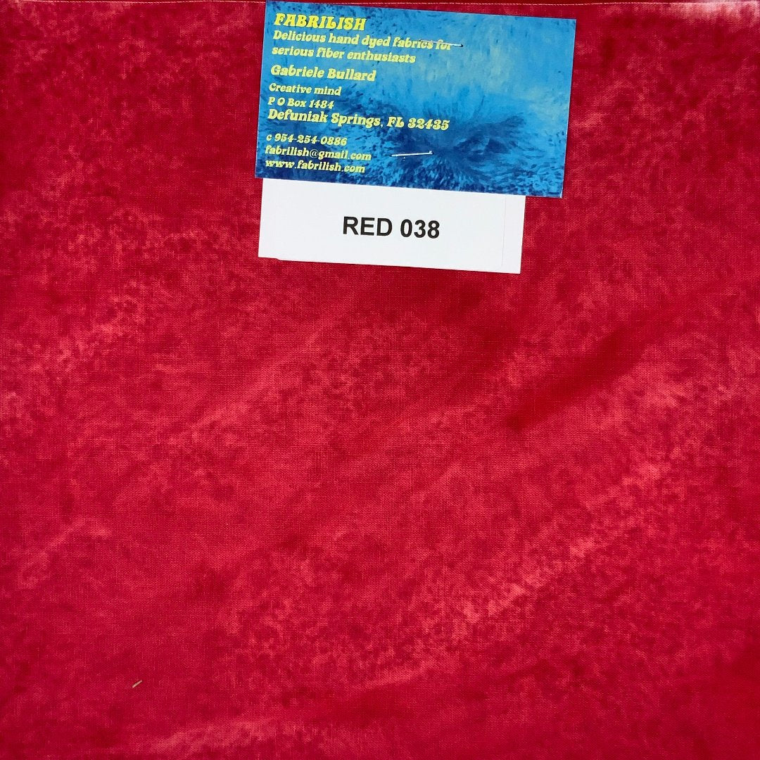 Hand Dyed 100 % cotton fabric red 038