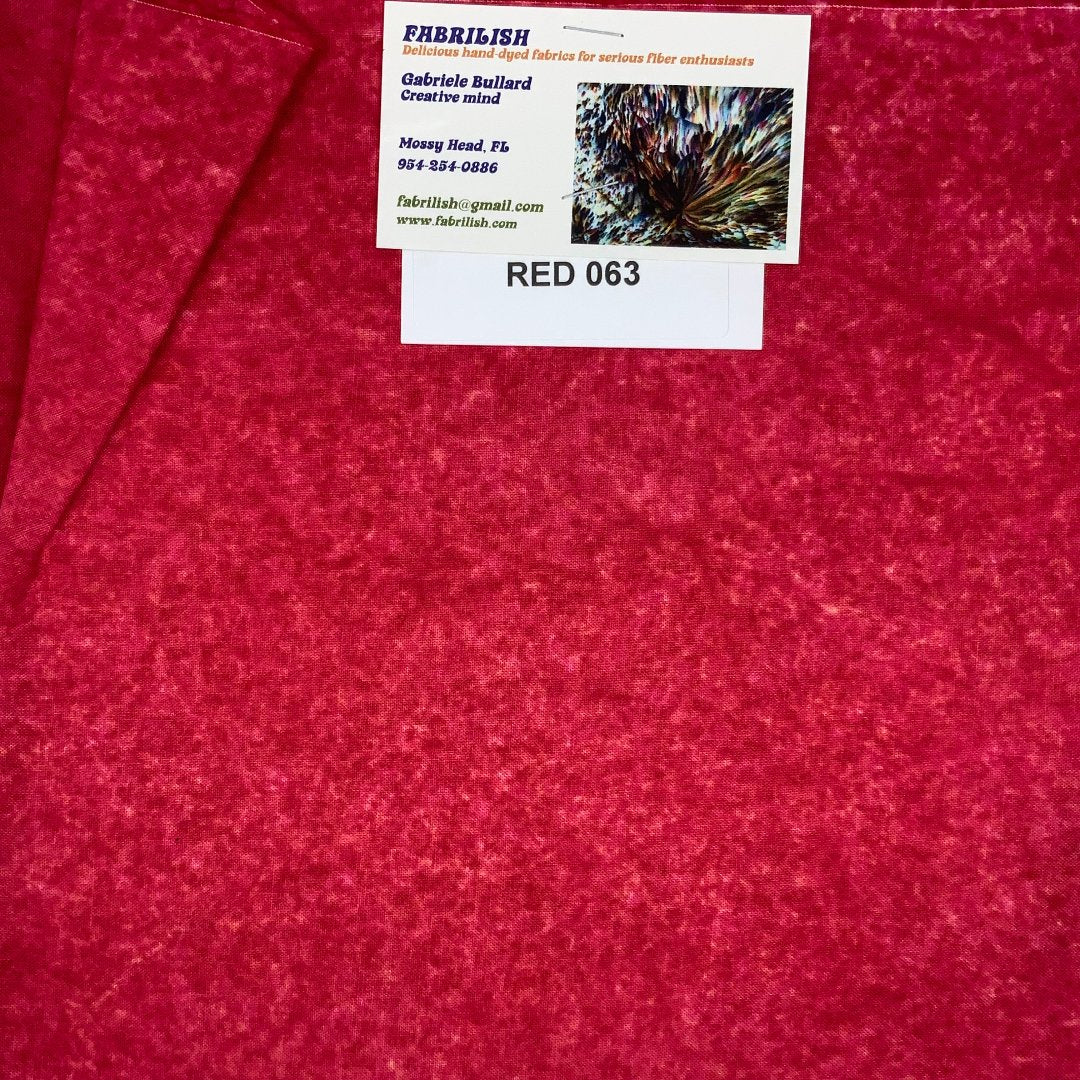Hand Dyed 100 % cotton fabric red 063