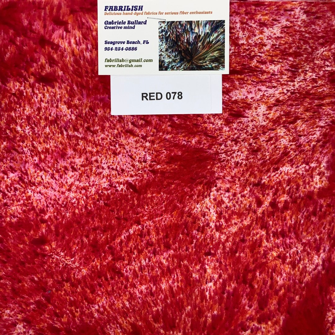 Hand Dyed 100 % cotton fabric red 078