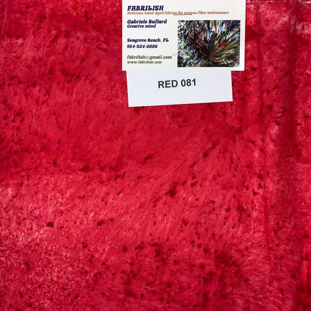 Hand Dyed 100 % cotton fabric red 081