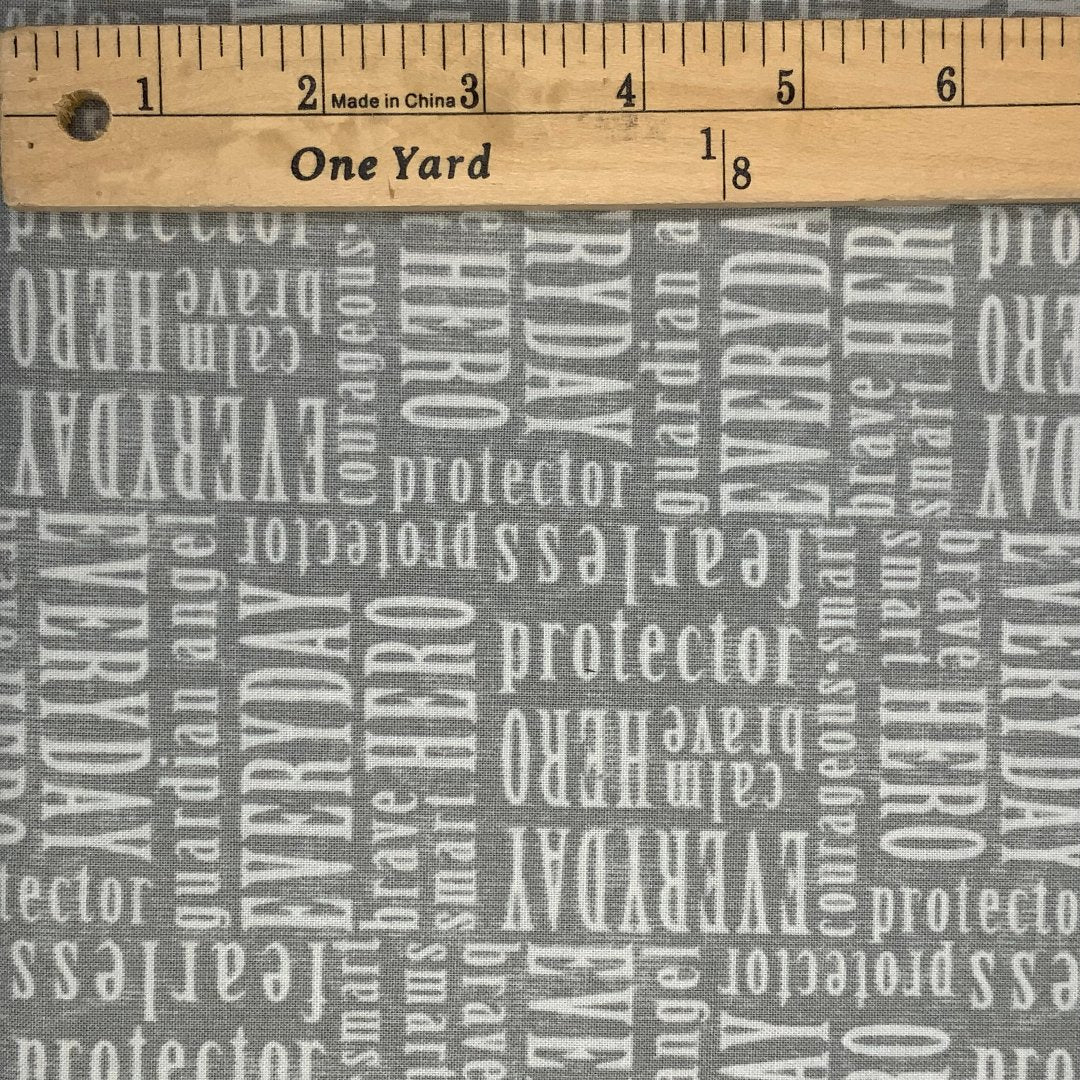 A word designed for first responders in shades of gray and white.