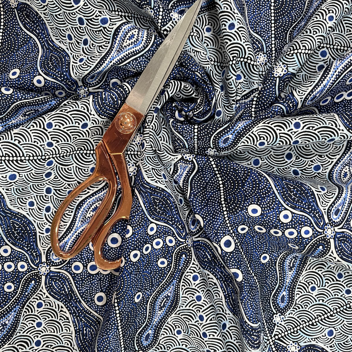 Crazy Bolt Sale - Bush Sweet Potatoes blue by Audrey Napanangka Martin