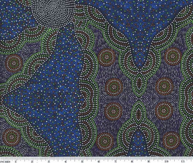 Kangaroo Grass & Bush Waterhole blue by Roseanne Morton