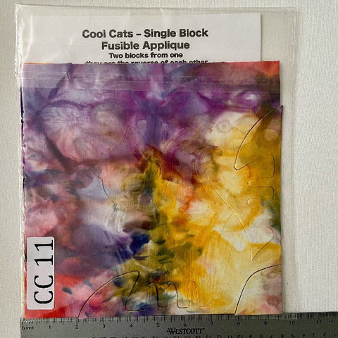 Cool Cats Precut Fusible Applique Block made from Gabriele's hand dyed fabrics CC 11