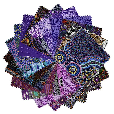 Dreamtime 5 Square Australian Aboriginal Fabric Pack, Purple – Fabrilish