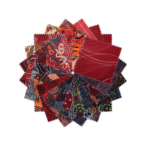 Dreamtime 10" Square Australian Aboriginal Fabric Pack, Red