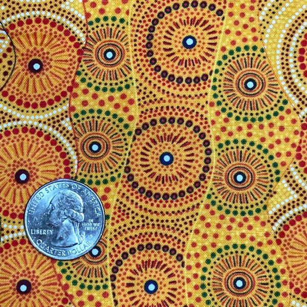 Alpara Seed Yellow Australian Aboriginal fabric by Rosie Bird