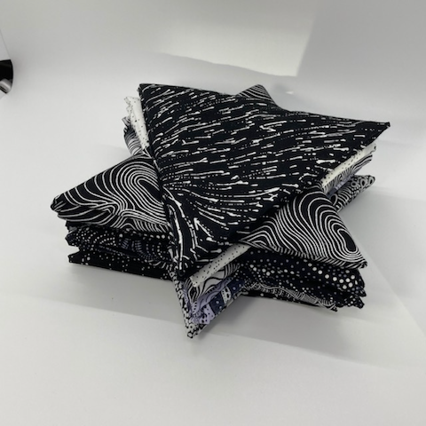 Australian Aboriginal Fabric Black, White and a smidge of Grey 10 Fat Quarter Bundle