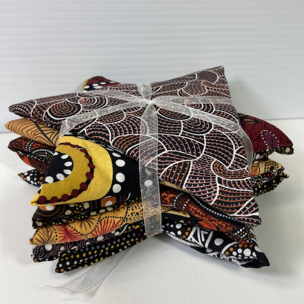 Australian Aboriginal Fabric 10 Fat Quarter Bundle, Copper Canyon