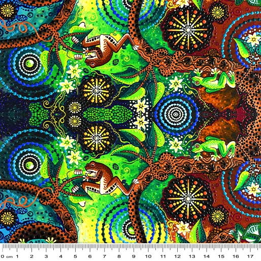 Frog Dreaming - Spirit of the Bush by Chern'ee Sutton for Kennard & Kennard fabrics
