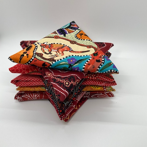 Australian Aboriginal Fabric Red 10 Fat Quarter Bundle