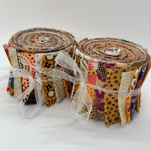 Dreamtime Roll 20 Australian Aboriginal Fabric Strips, Yellow