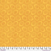 Tiny dusty orange dots arranged in ovals, on a rich egg yolk yellow background, reminiscent of Australian aboriginal art. 