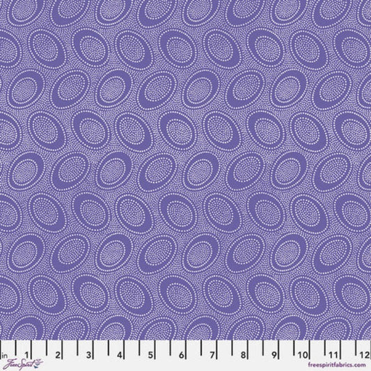 Tiny white dots arranged in ovals, on a sweet soft purple background, reminiscent of Australian aboriginal art. 