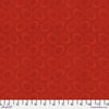 Tiny dark red dots arranged in ovals, on a tomato red background, reminiscent of Australian aboriginal art.