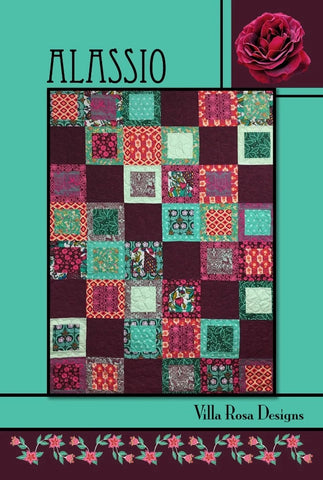 Alassio Quilt Pattern is a simple but effective block design, showcasing small and medium prints on a solid background, using Fat Quarters. 
