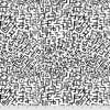 Funky texture created by linear designs in black on a white background, repeating the hidden KAFFE and FASSET names tumbling over and under each other.  