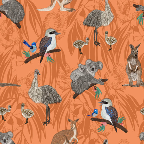 Aussie Wildlife Copper, Backyard Beauties by KK Fabrics, Australia