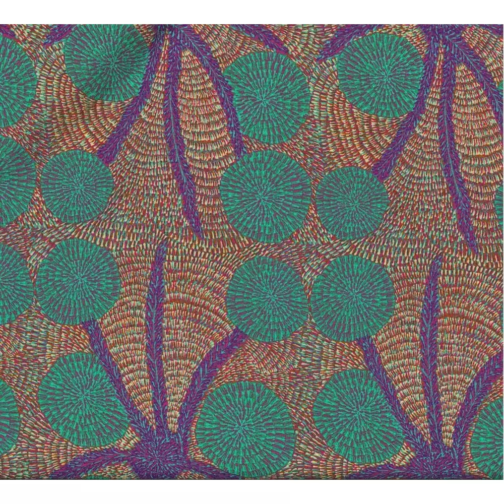 Special Buy - Bush Medicine with Long Stripes - purple- Australian Aboriginal fabric designed by Eileen Bonner