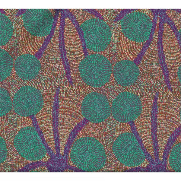 Special Buy - Bush Medicine with Long Stripes - purple- Australian Aboriginal fabric designed by Eileen Bonner