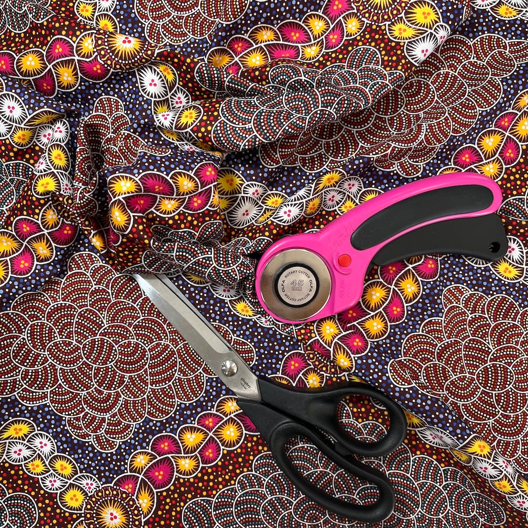 Special Buy -  Bush Waterhole burgundy - Designed by Aboriginal artist Tanya Price