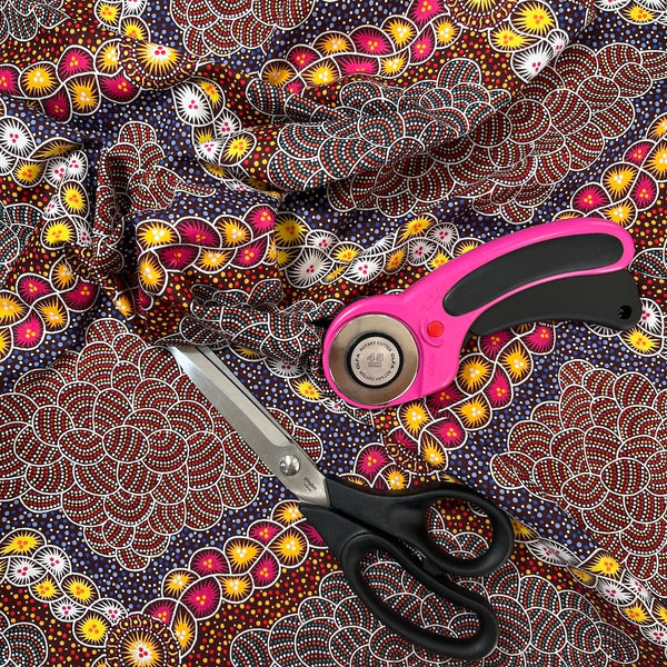 HBO Bush Waterhole burgundy - Designed by Aboriginal artist Tanya Price