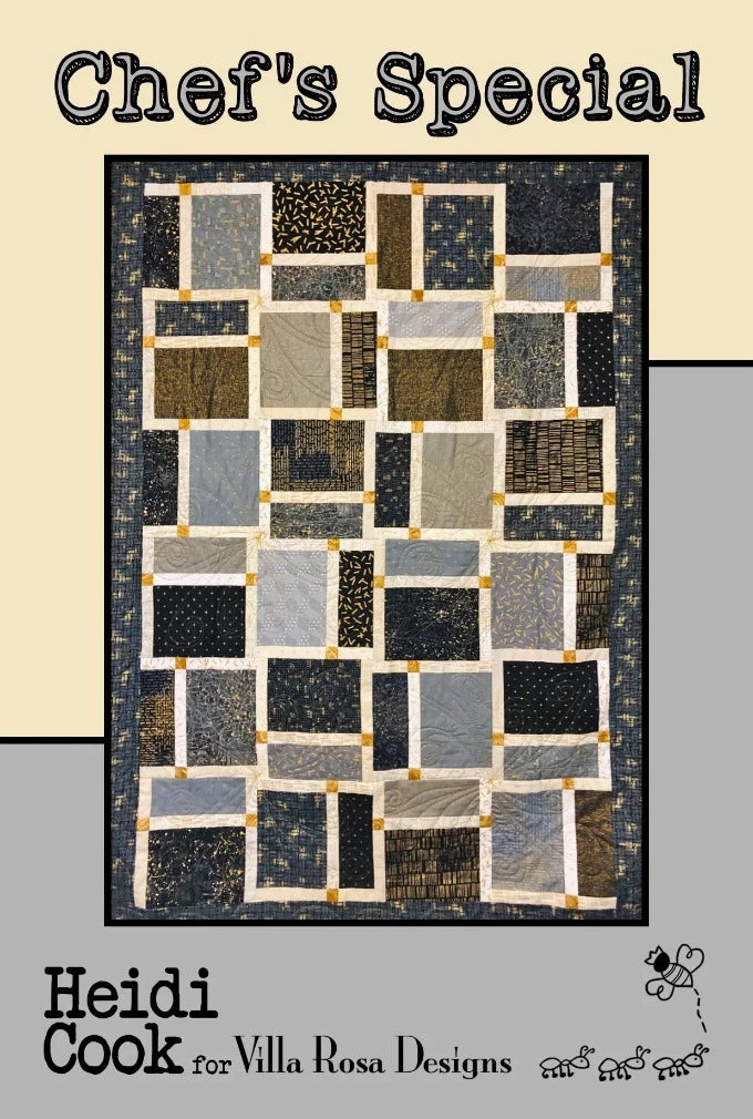 Chef's Special is a clever thought-out design using 10" squares (such as Dreamtime Squares) and sashing for a modern appearance.