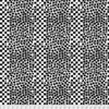 A large-ish design of black mosaic pieces on a white background. Looking at the arrangements, know that the "stripes" of black and white mosaics running parallel to the selvedge are 2.5" wide, the individual mosaic pieces in the stripes are about 0.5" square.  
