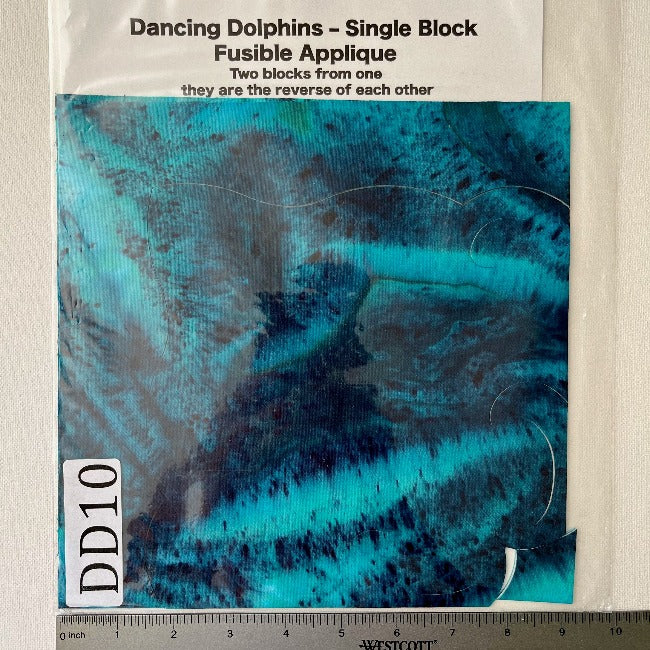 Dancing Dolphins Fusible Applique block made from Gabriele's hand dyed cotton-DD10