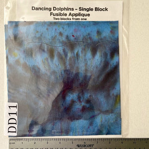 Dancing Dolphins Fusible Applique block made from Gabriele's hand dyed cotton-DD11