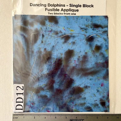Dancing Dolphins Fusible Applique block made from Gabriele's hand dyed cotton-DD12