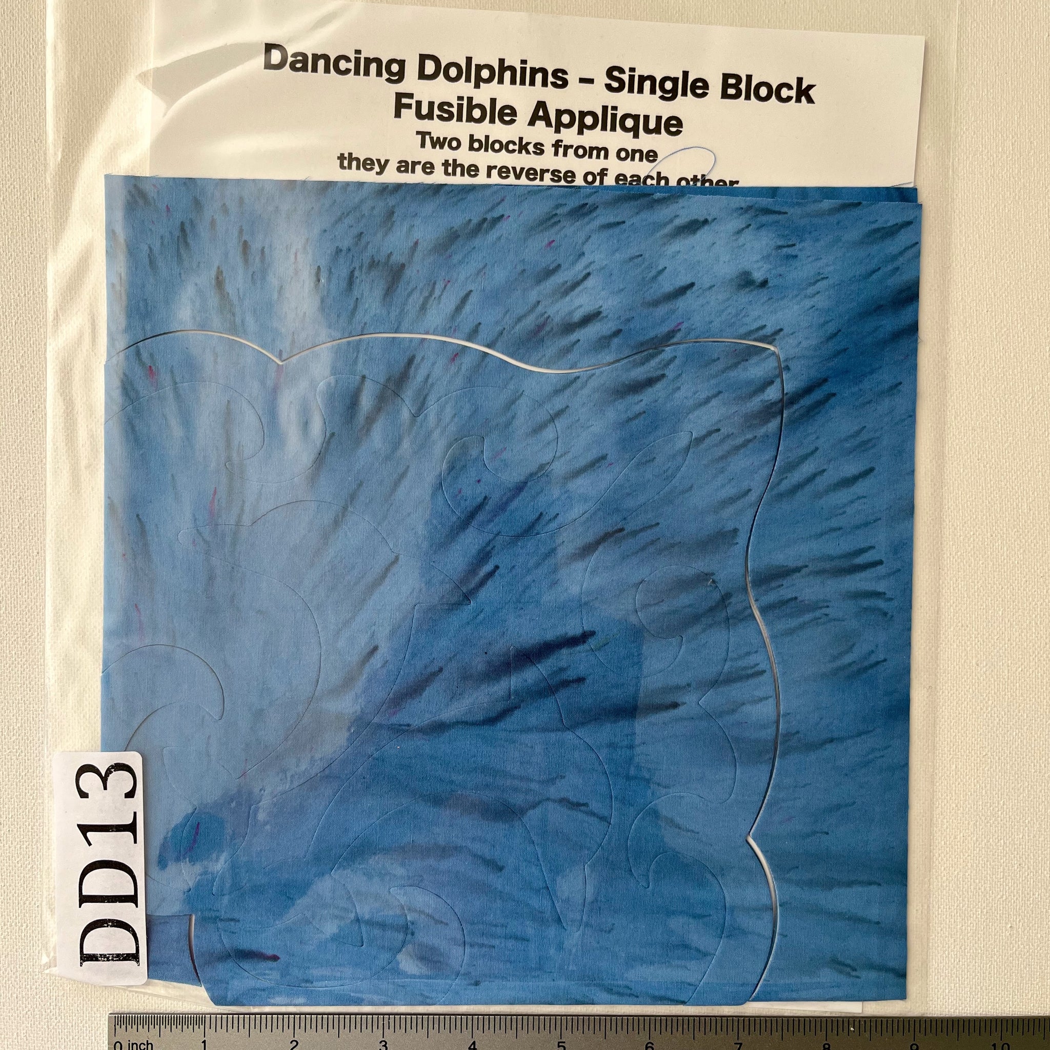 Dancing Dolphins Fusible Applique block made from Gabriele's hand dyed cotton-DD13