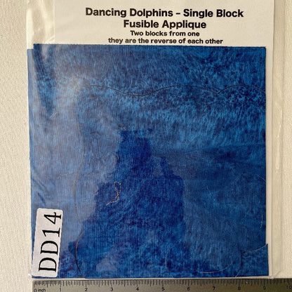 Dancing Dolphins Fusible Applique block made from Gabriele's hand dyed cotton-DD15