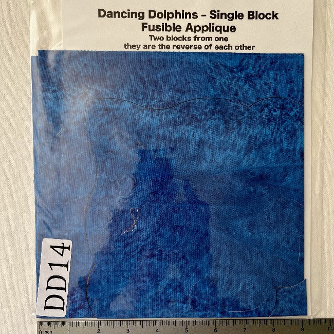 Dancing Dolphins Fusible Applique block made from Gabriele's hand dyed cotton-DD15