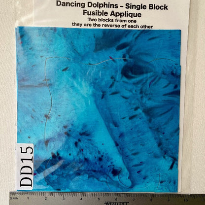 Dancing Dolphins Fusible Applique block made from Gabriele's hand dyed cotton-DD15