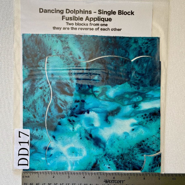 Dancing Dolphins Fusible Applique block made from Gabriele's hand dyed cotton-DD17