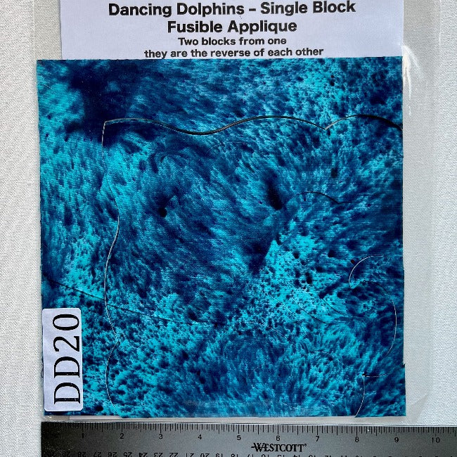Dancing Dolphins Fusible Applique block made from Gabriele's hand dyed cotton-DD20