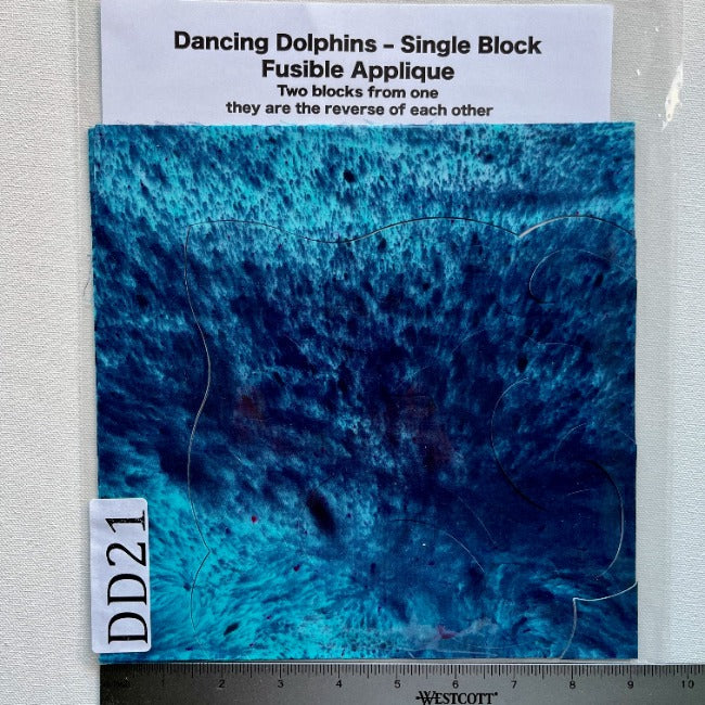 Dancing Dolphins Fusible Applique block made from Gabriele's hand dyed cotton-DD21